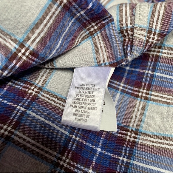 Bonobos Shirt Mens Large Blue Maroon Long Sleeve Button Down Plaid Slim Fit - Picture 8 of 10